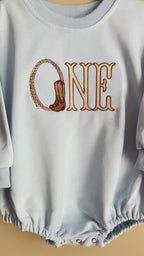 Cowboy "ONE" Embroidered Bubble Romper